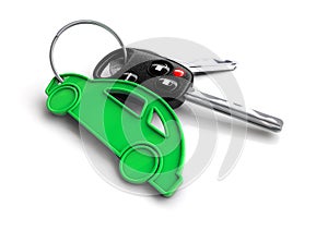 Car keys with car icon keyring. Concept for owning a vehicle.