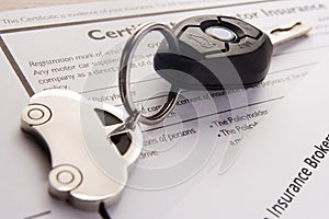 Car Keys On Insurance Documents