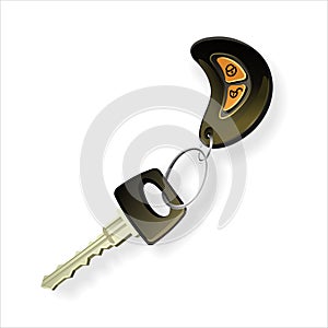 Car keys with keychain isolated on white photorealistic. Vector illustration