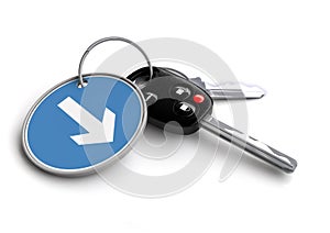 Car Keys with keyring: Traffic sign arrow photo