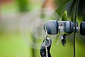 Car keys in a lock