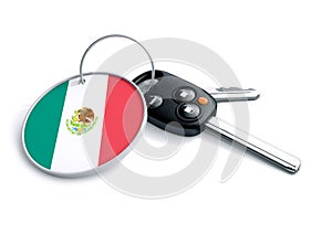 Car keys with Mexico flag as keyring.