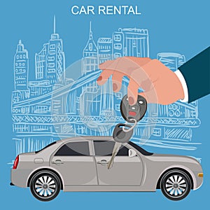 Car keys and remote, rental concept, vector illustration