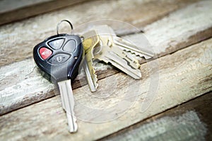 Car Keys on wood background