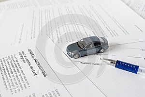 Car leasing general agreement terms, concept image