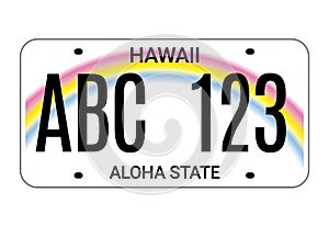 Car license hawaii plate. Aloha state vector license plate usa template