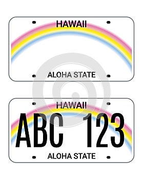 Car license hawaii plate. Aloha state vector license plate usa template