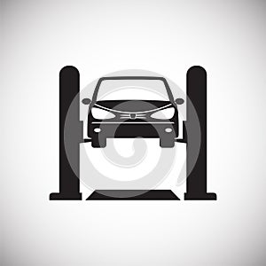 Car lift service procedure on white background for graphic and web design, Modern simple vector sign. Internet concept. Trendy