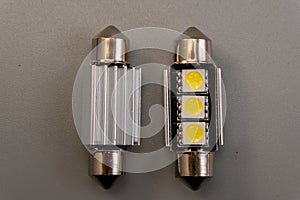 Car light bulb emitting diode, accessories and components for electronics vehicles. Modern technologies and low energy consumption