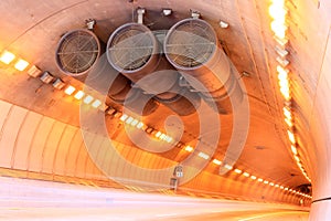 Car Light Trail of Westbound Traffic inside Caldecott Tunnel photo