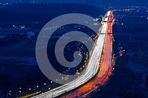 Car light trails.