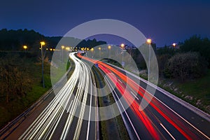 Car light trails in Berango