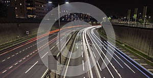 Car Light Trails Dual Carriageway