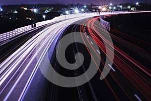 Car lights on a highway