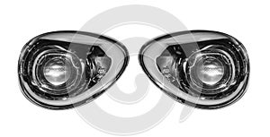 Car lights isolated on white background.