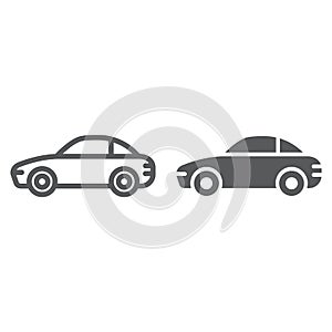 Car line and glyph icon, traffic and vehicle, automobile sign, vector graphics, a linear pattern on a white background.