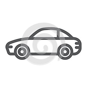Car line icon, traffic and vehicle, automobile sign, vector graphics, a linear pattern on a white background.