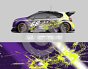 Car livery design vector. Graphic abstract stripe racing background designs for vehicle, race car, rally, adventure.