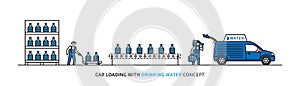 Car loading with drinking water vector illustration