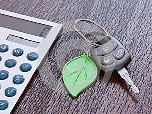 Car loan calculation concept with car keys