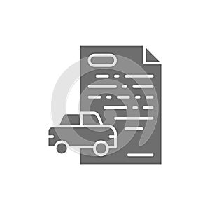 Car loan, credit for automobile grey icon.