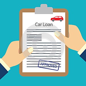 Car loan form approved for loan application concept