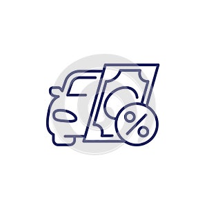 car loan icon with money, line vector