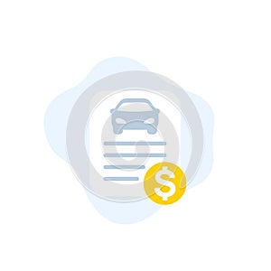 Car loan or payments vector icon