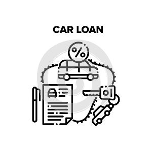 Car Loan Service Vector Black Illustration