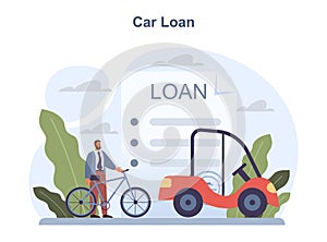 Car loan type. Bank-offered financing of buying new automobile.