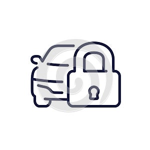car lock line icon on white