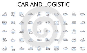 Car and logistic line icons collection. Tech, Innovation, Electronics, Devices, Futuristic, Display, Smart vector and