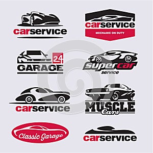 Car logo, car service labels