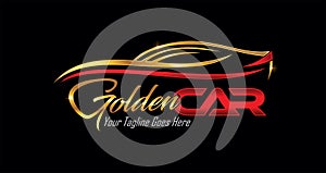 Car logo in Gold and red color photo
