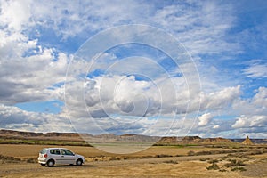 Car in the lonely road