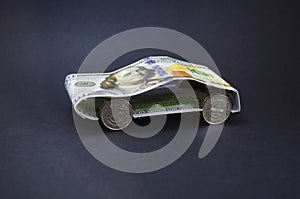 Car made of money.