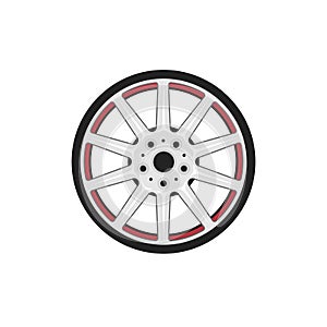 Car mag wheel flat style isolated on white.