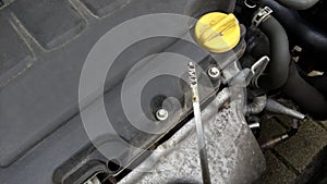 Car maintenance and repair - oil level check