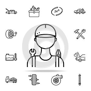 car mechanic icon. Cars service and repair parts icons universal set for web and mobile