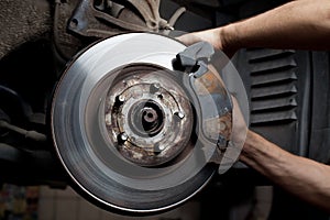 Car mechanic repair brake pads