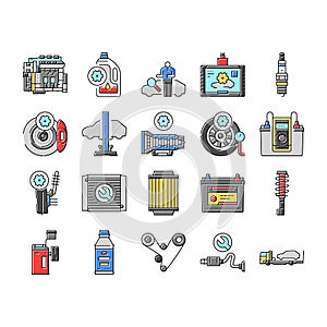 car mechanic repair service icons set 