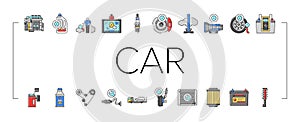 car mechanic repair service icons set 