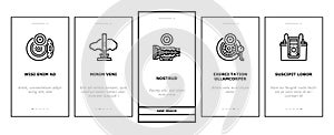 car mechanic repair service onboarding icons set vector