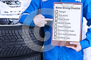 Car mechanic with winter driving tips
