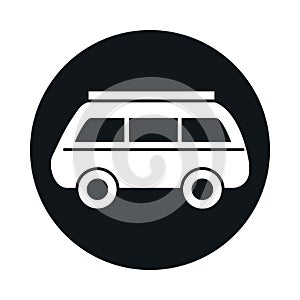 Car mini van retro model transport vehicle block and flat style icon design