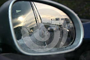 Car mirror with Snow