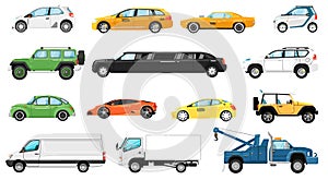 Car models set. Different automobiles types