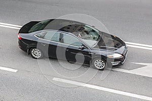 car modern black on the highway