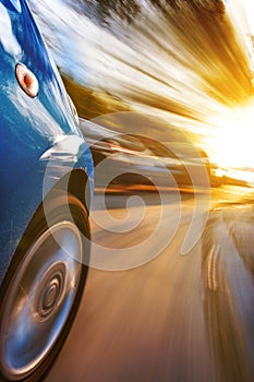 Car with motion blur background