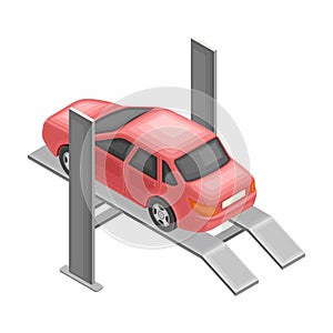 Car or Motor Vehicle Service with Operation and Maintenance Procedure Isometric Vector Illustration